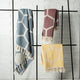 Blue/ Cream Geometric Turkish Organic Cotton Throw Blanket, Red