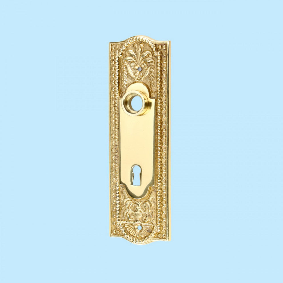 Door Back Plate Solid Brass Beaded With Keyhole 7 1/4" H Pack of 4