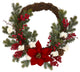 19" Poinsettia With Berries and Cotton Artificial Wreath