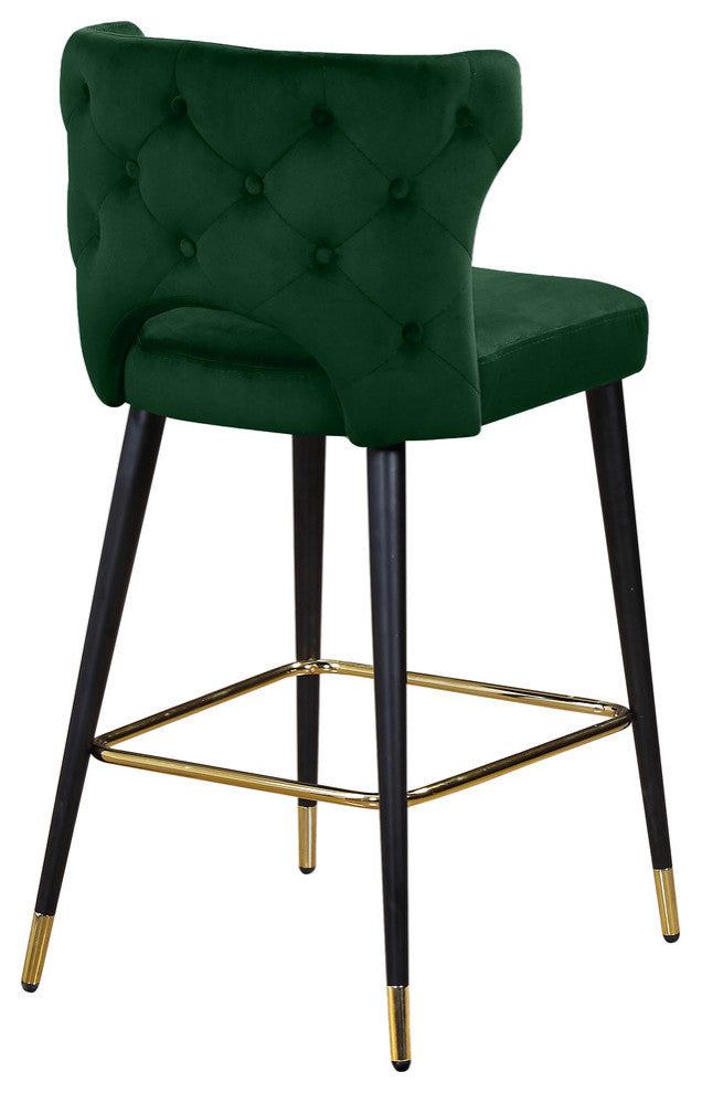 Kelly Velvet Stool (Set of 2), Green