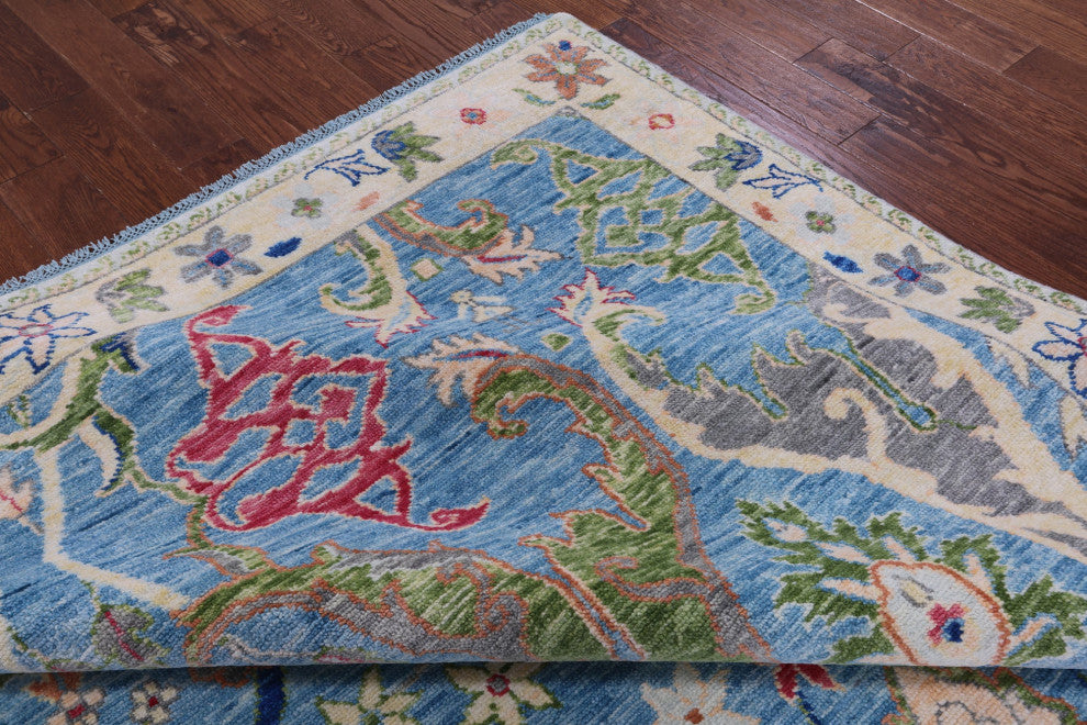 9' 2" X 12' 1" Hand-Knotted Turkish Oushak Wool Rug - Q15612