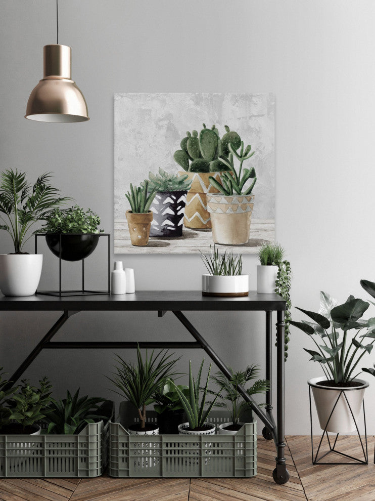 "Triangle Pots" Painting Print on Wrapped Canvas