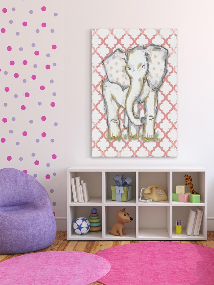 "Coral Elephant" by Reesa Qualia Painting Print Wrapped Canvas, 30x45
