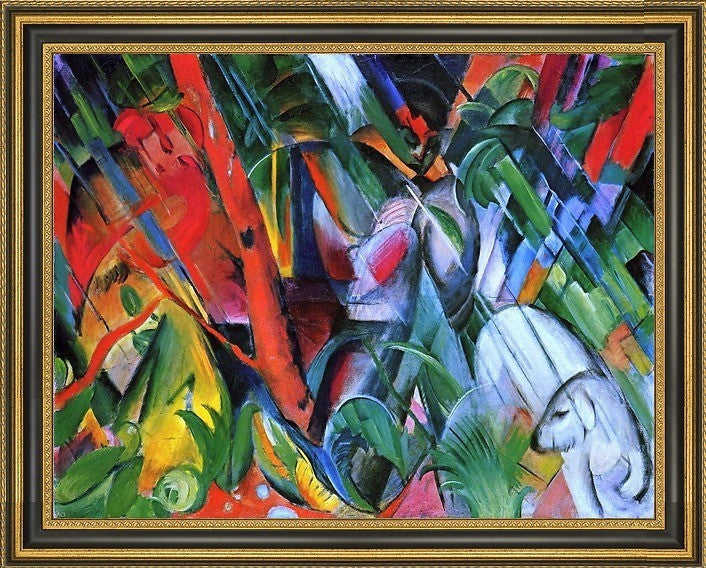 Franz Marc Rain - 21" x 28" Framed Premium Canvas Print