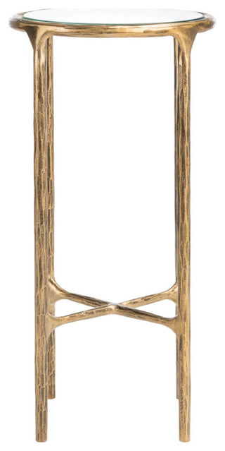 Safavieh Couture Jessa Forged Metal Tall Round End Table, Brass
