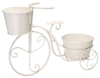 21.5"L Metal Bicycle Plant Stand, White
