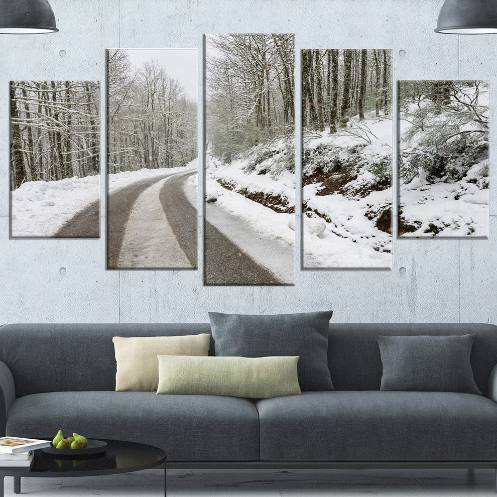 Snow Storm at Piornedo Spain, Large Landscape Canvas Art, 60"x32", 5 Panels