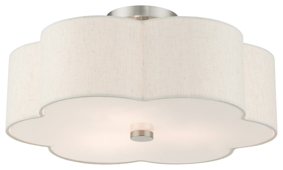 Brushed Nickel French Country, Floral, Transitional, Semi Flush
