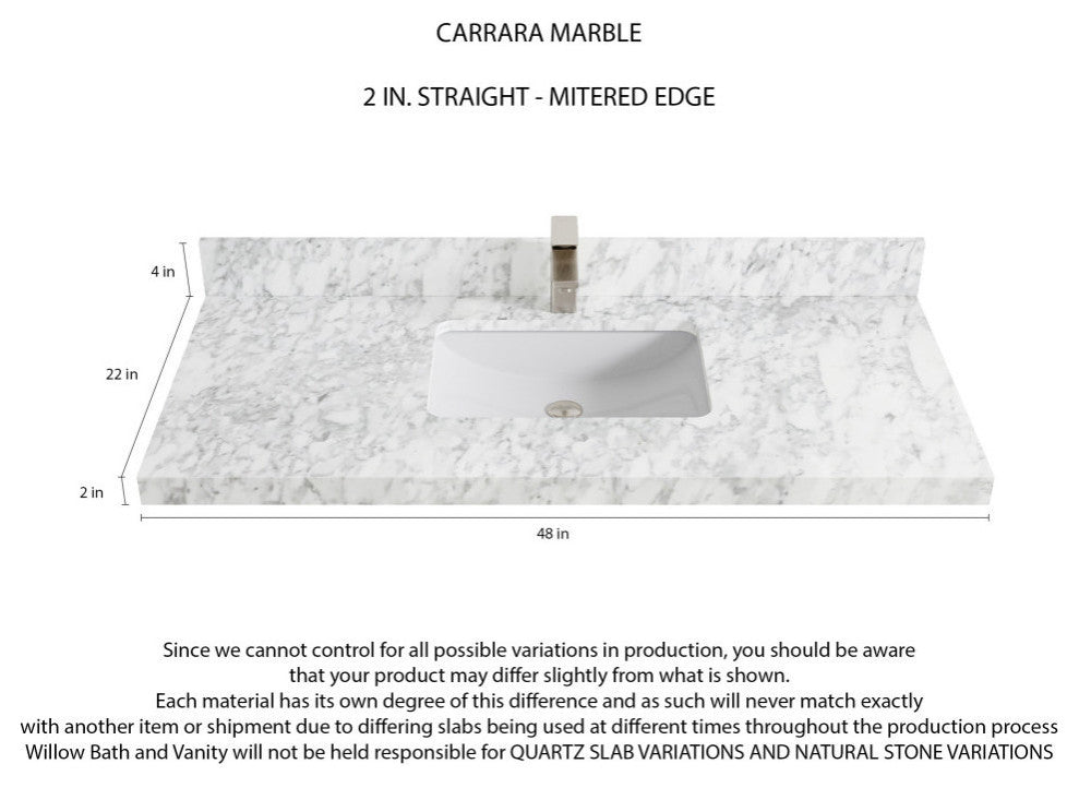 Austin 48 Single Sink Bath Vanity in Light Natural Teak 2" Carrara Marble