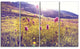 Mountain Pasture with Pink Flowers, Large Flower Canvas Print, 48"x28", 4 Panels