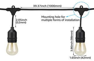 Torchstar 50' String Light, Filament Bulbs, 24 Sockets