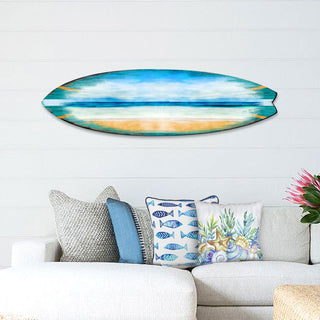 Ocean Surfboard Coastal Door Art, Approximate Size: 24x7