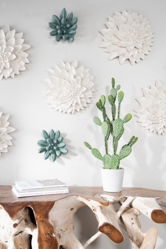 Dahlia Flower Wall Art, White Stone