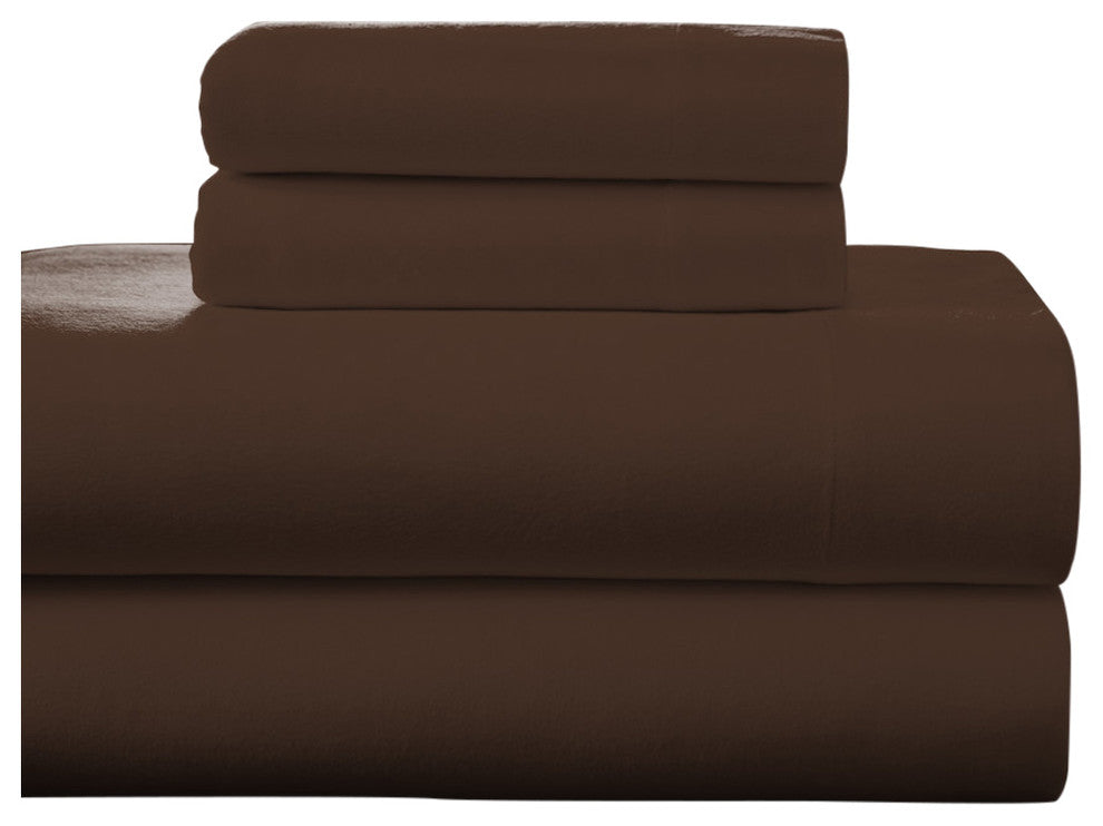 Pointehaven 175 GSM Cotton Flannel Sheet Set, Chestnut, Twin