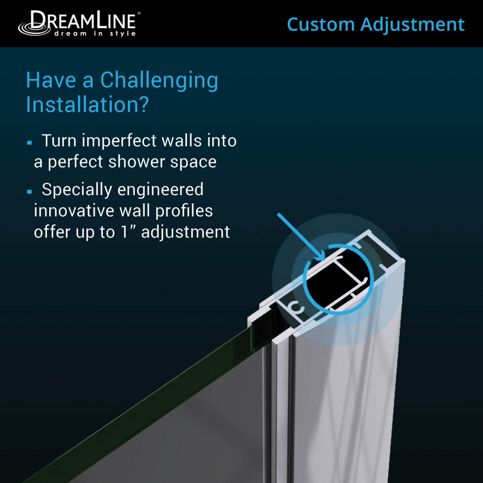 Dreamline Unidoor Min 53" To Max 54" Frameless Hinged Shower Door