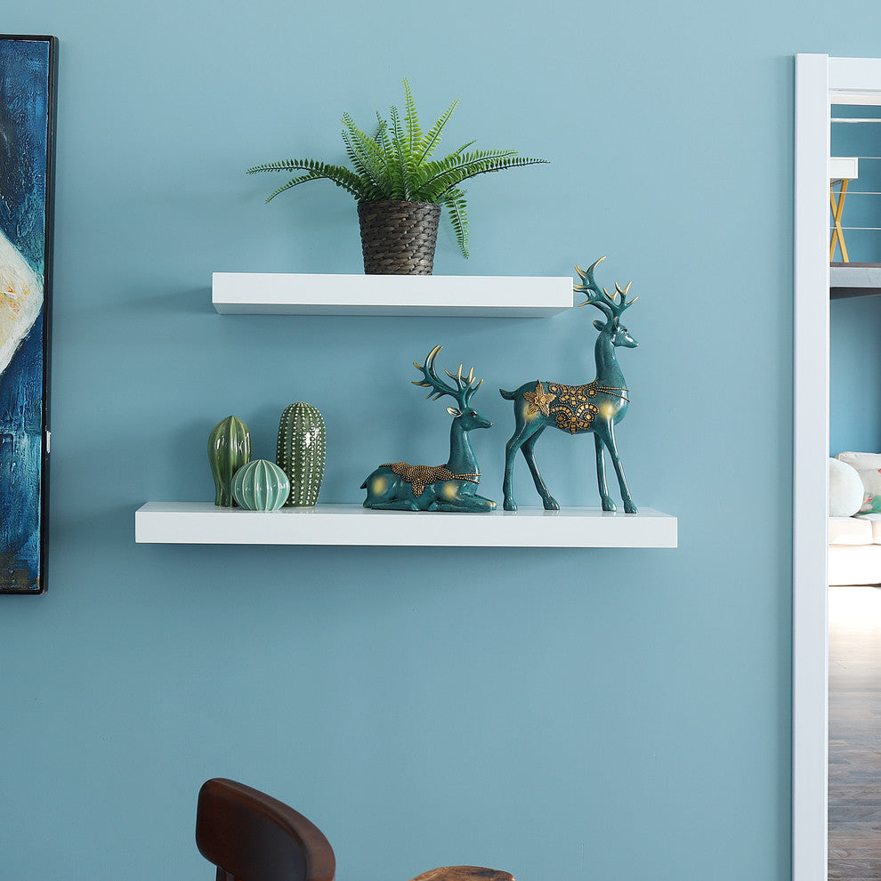 Chicago Floating Wall Shelf, White, 24"