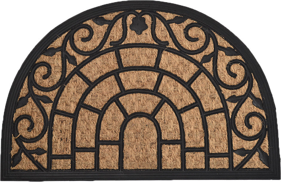 Sheltered Half Round Front Door Mat Harry Natural Braided Coir Coco Rubber Rug 2