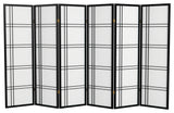 5' Tall Double Cross Shoji Screen, Black, 6 Panels