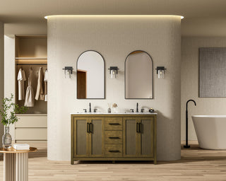 Home Living 60" Double Bathroom Vanity, Hazel Oak