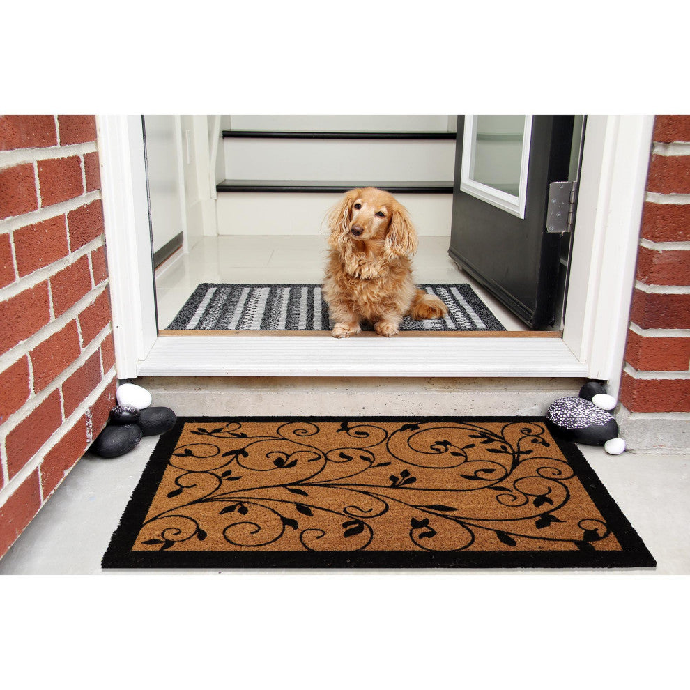 Sheltered Coir Door Mat Leafy Vine Print 30"x18"