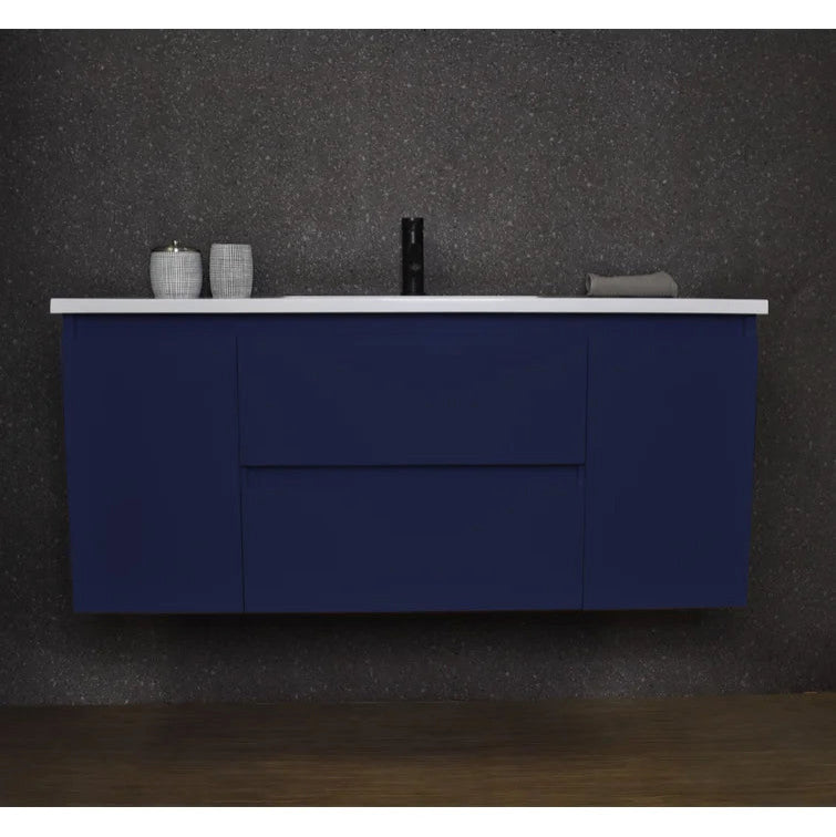 Salt 20Dx48" Floating Bathroom Vanity, Navy With Acrylic Top