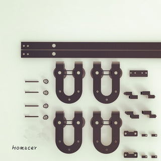 Mini Sliding Barn Door Hardware Kit, Horseshoe Design, 54", Double