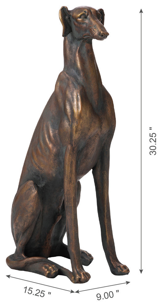 30.25"H MGO Sitting Greyhound Dog Statue