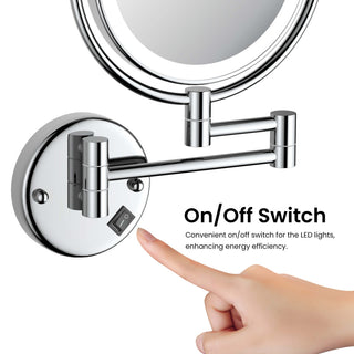 Circular LED Wall Mount Magnifying Make Up Mirror, Chrome