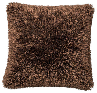 100% Polyester Double-Sided Ribbon Shag Decorative Throw Pillow by Loloi Brown