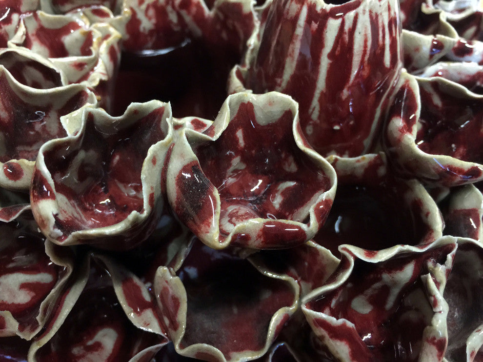 Red Celadon Hand Made Ceramic Barnacle Table Top