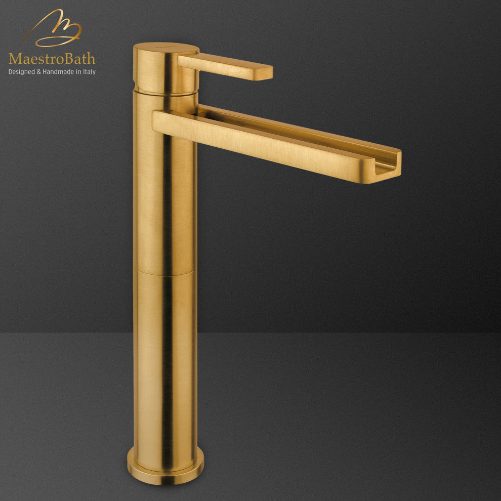 Luxury Waterfall Bathroom Faucet, Brushed Gold