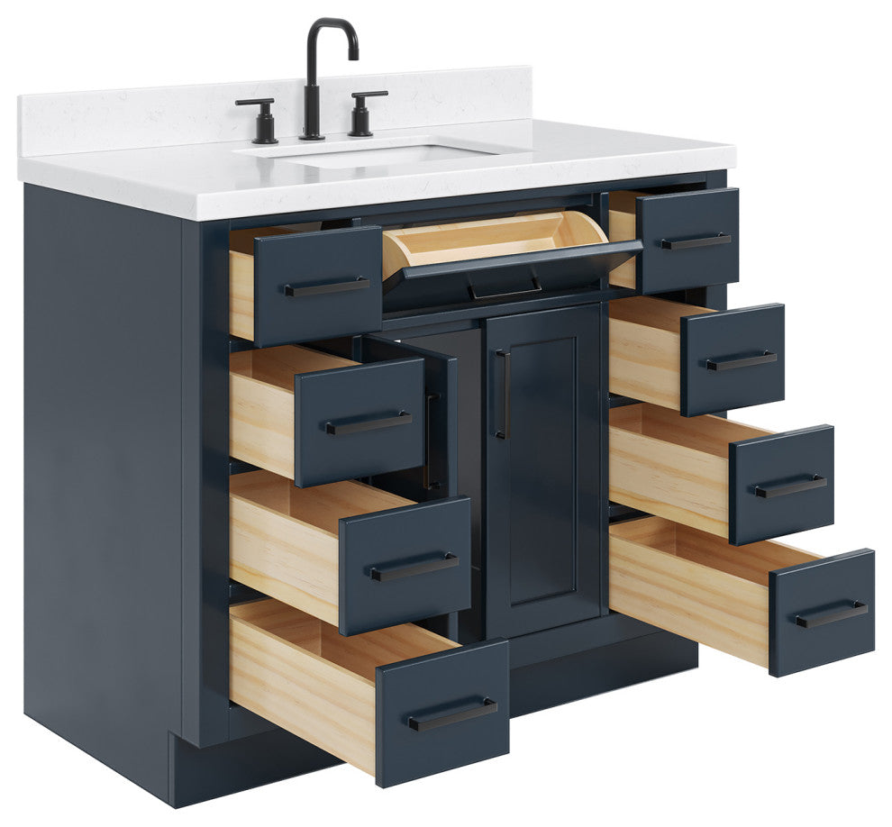 Ariel Hepburn 42" Single Rectangle Sink Vanity, Carrara Quartz