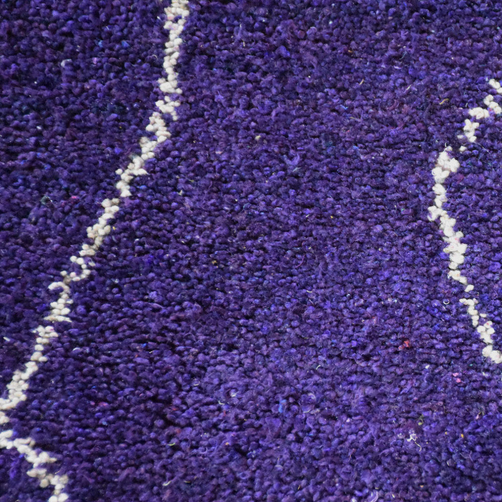 HAND KNOTTED LOOM SILK ECO-FRIENDLY RUG-9'x12',Rectangle,Purple White,Contempora