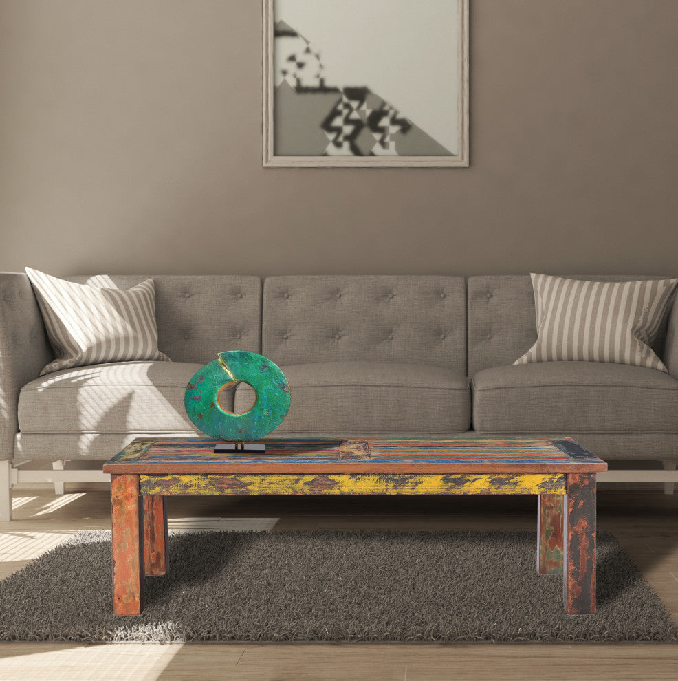 Rectangular Coffee Table made from Recycled Teak Wood Boats
