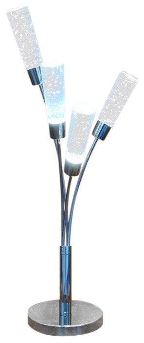 Crystal Cylinders 4 LED Light Chrome Floor Lamp