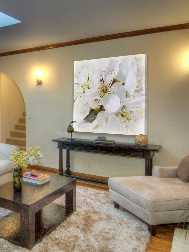 "White Bollosoms" Painting Print on Canvas by Aryai