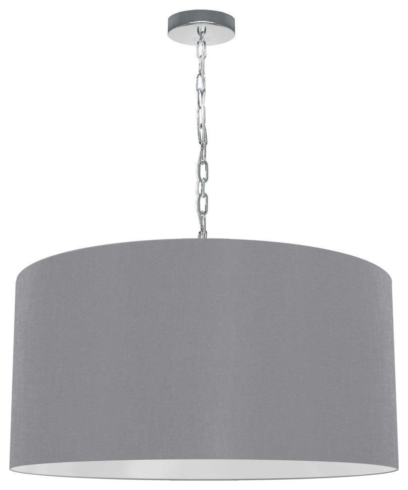 1 Light Large Braxton Polished Chrome Pendant w/ Grey Shade