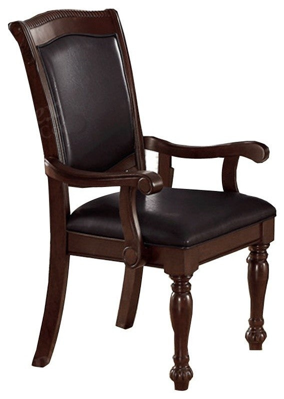 Old Style Rubber Wood Arm Chair Set Of 2 Brown