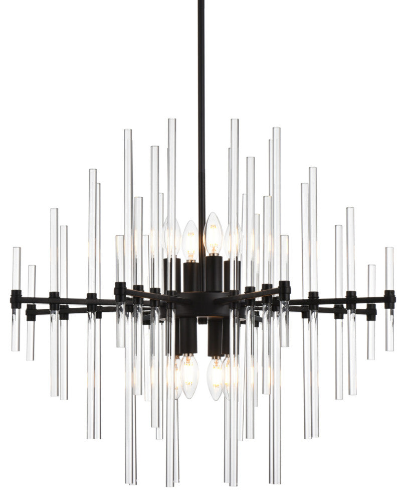 Elegant Lighting 2502D27 Sienna 8 Light 27"W Crystal Chandelier - Black