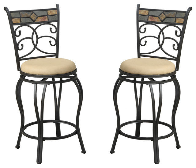 Bobkona Adney Swivel Barstool, Set of 2, 24"
