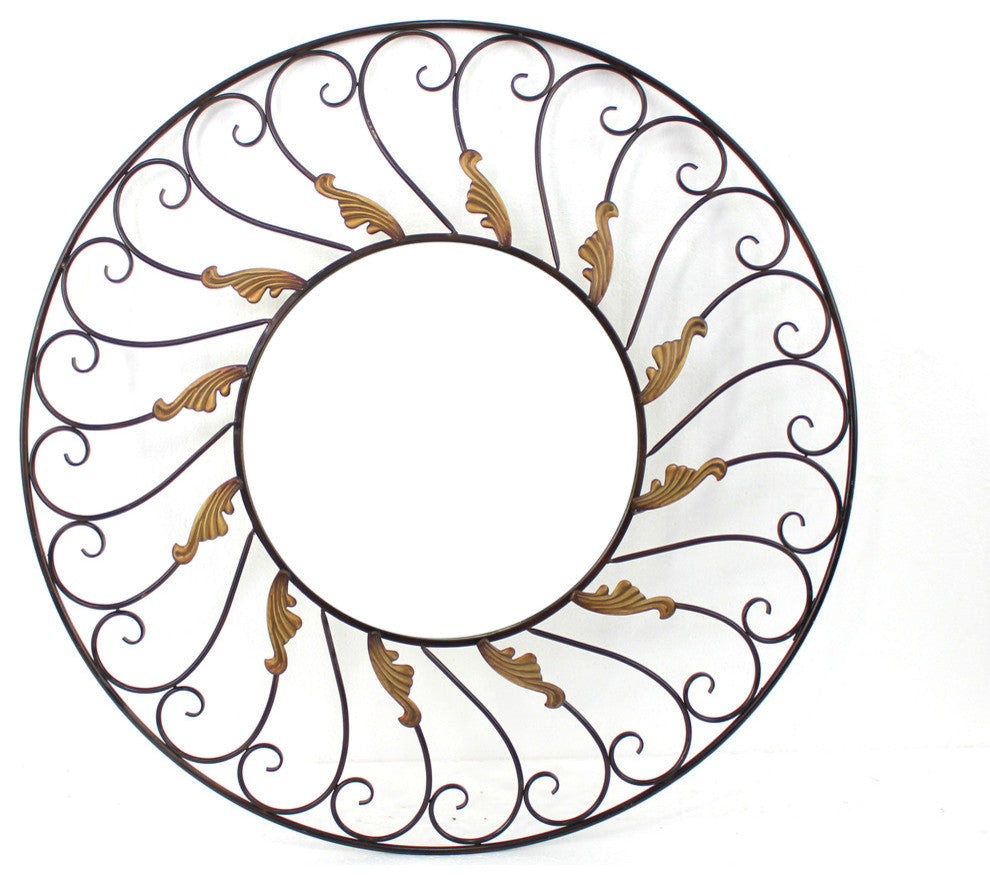 Bronze Round Accent Metal Mirror