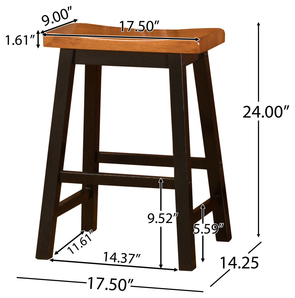 Mia Saddle Wood Counter Stool, Set of 2