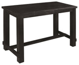 Rectangular Wooden Bar Table with footrest, Black