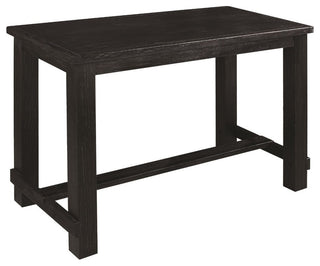 Rectangular Wooden Bar Table with footrest, Black