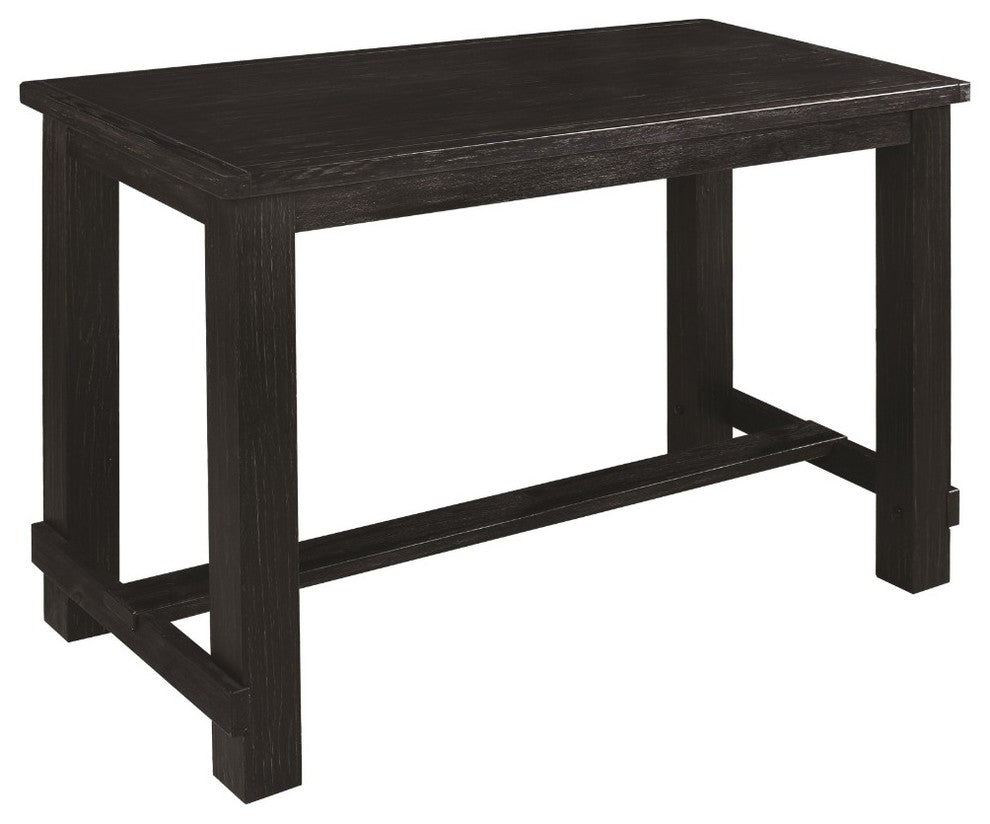 Rectangular Wooden Bar Table with footrest, Black