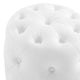 Tufted Accent Chair Ottoman, Round, Faux Leather, White, Modern, Lounge