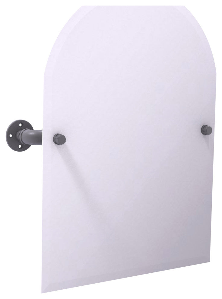 Pipeline Frameless Arch Wall Mounted Tilt Mirror, Matte Gray