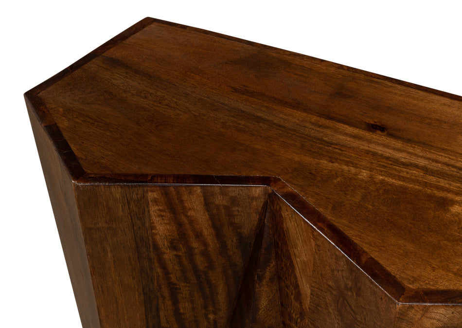 Denali Console Table Carved Solid Wood Natural Finish