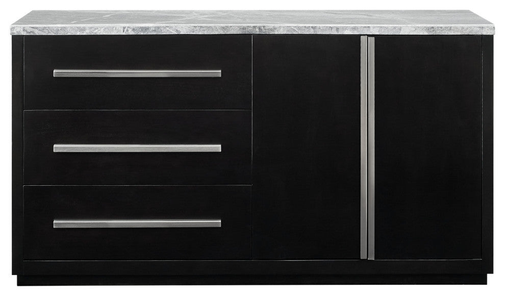 Camila White Marble Top Server, Gray