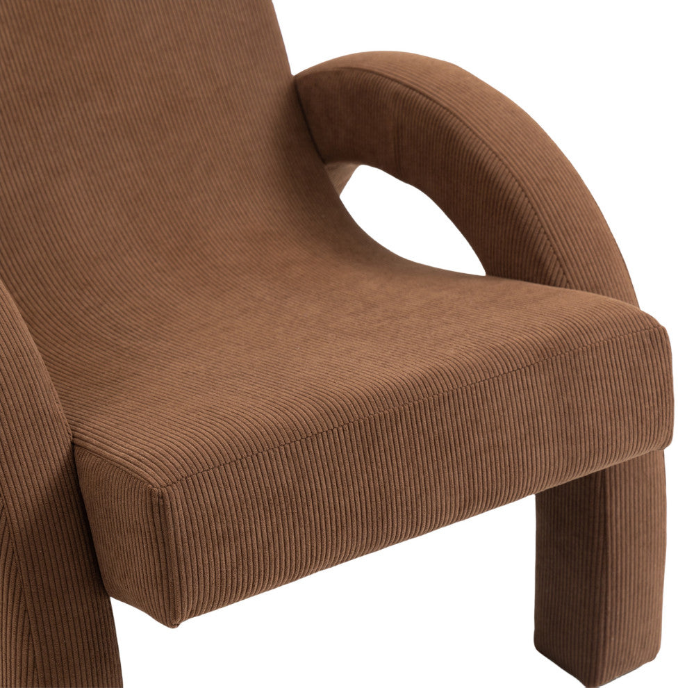 Corduroy Fabric Upholstered Accent Chair, Brown